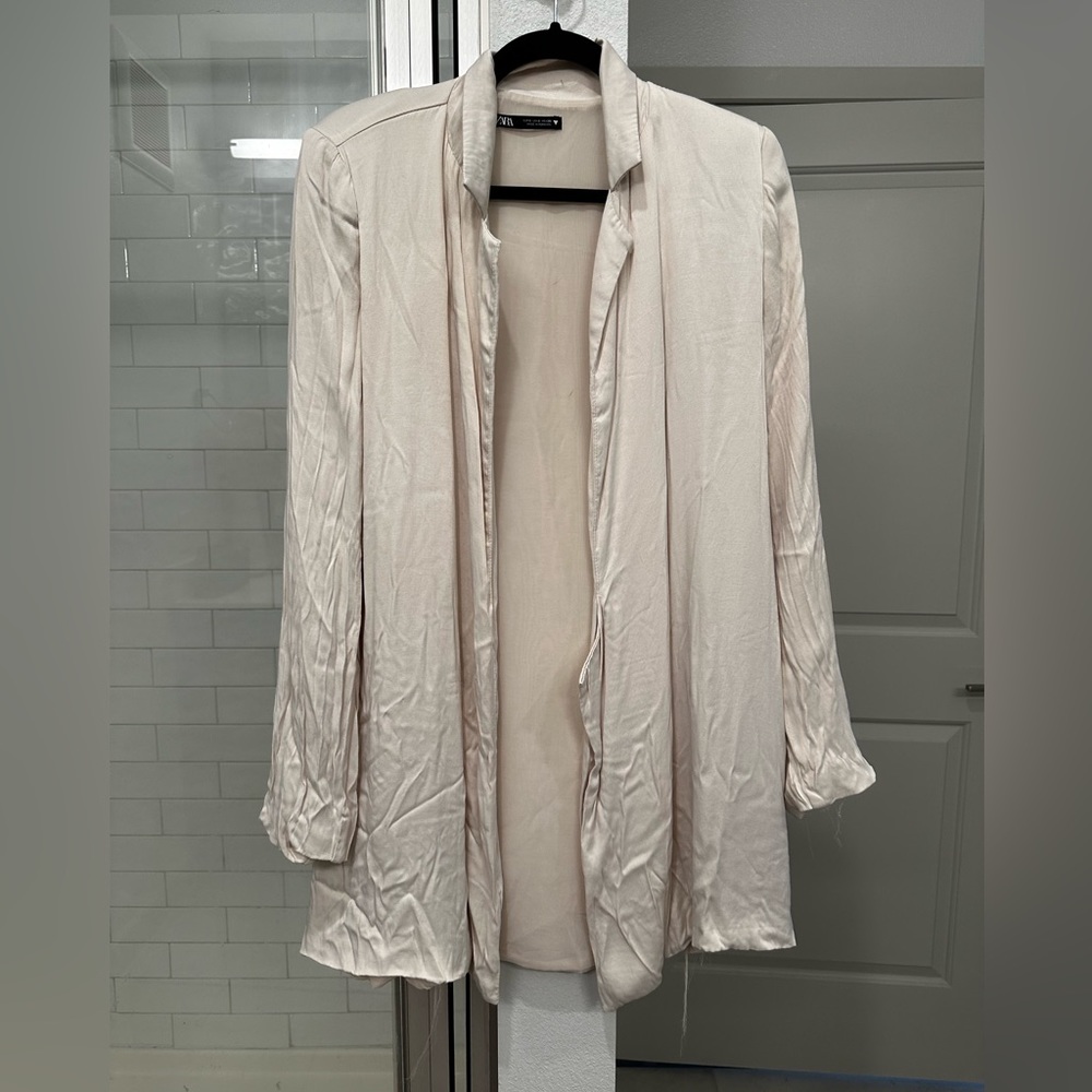 Zara Silk Long Blazer in small